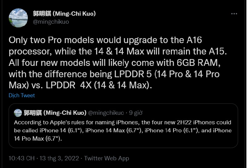 iPhone 14 Pro sẽ được tích hợp chip xịn hơn phiên bản thông thường