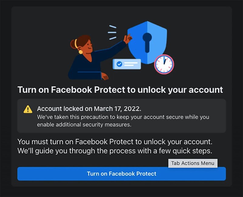 Facebook sẽ khoá tài khoản nếu bạn không bật Facebook Protect