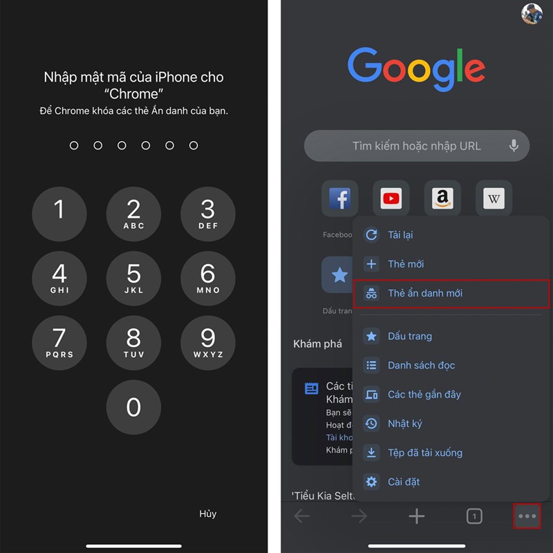 Cách khóa tab ẩn danh trên Chrome iPhone